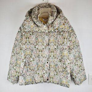 J.Crew liberty print cream floral puffer jacket coat women's XL gorpcore cottage